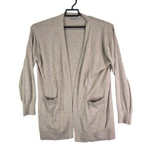 Womens Brown Luxury Cashmere Blend Cardigan Sweater Open Front Pockets Size L